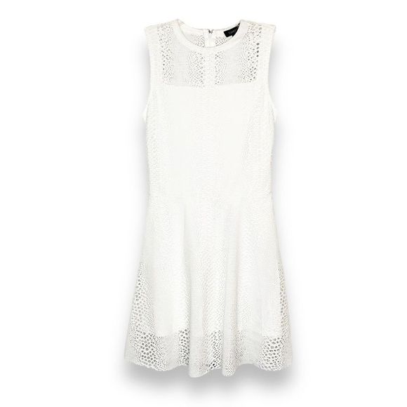 Twenty Fit & Flare Flirty Dress White Perforated Cut-Outs Sleeveless Size S NEW - Picture 1 of 15